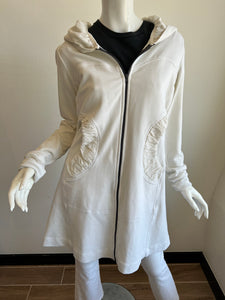 Color Me Cotton - Zip Front Long Hoodie - Ivory