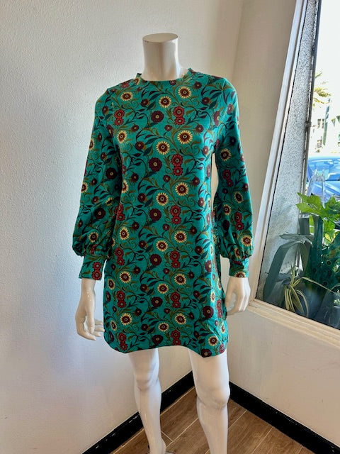 Celina Moon- Liv Sheath Dress- Teal Floral X-Small