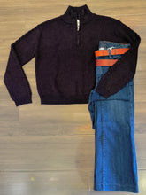 Load image into Gallery viewer, Stitches &amp; Stripes - Brinn Half Zip Sweater - Plum