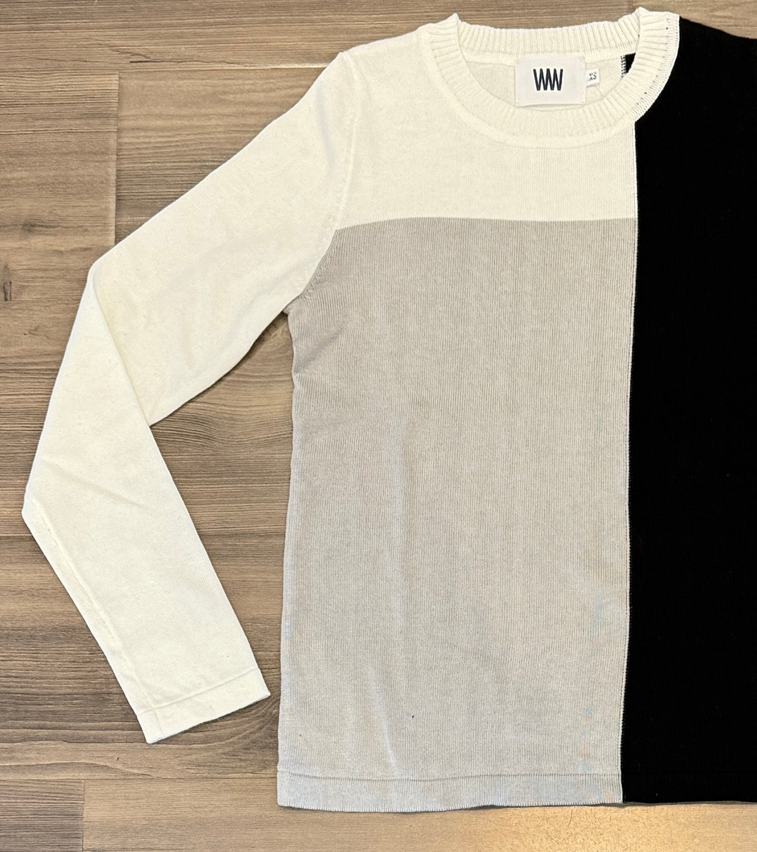 Windsor & White - Colour Block Crew - Ivory/Black/Haze