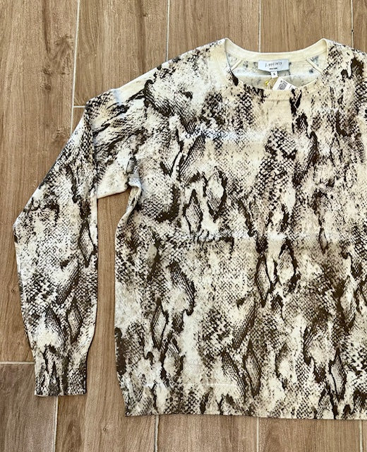 J. Society- Python Crew Sweater- Beige