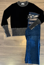 Load image into Gallery viewer, Windsor &amp; White - Plaited Trim Crew Sweater - Black/Ivory