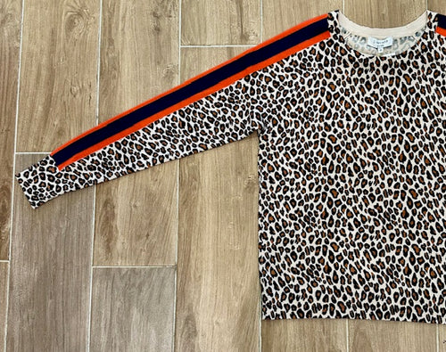 J. Society- Cheetah with Stripe Crew- Camel
