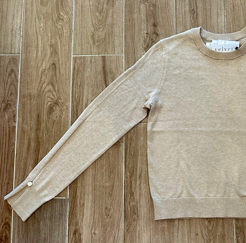 Velvet- Melina Long Sleeve Crew- Sable