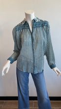 Load image into Gallery viewer, Maison Hotel - Mediterranean Stripes Maria Shirt - Blue Ink