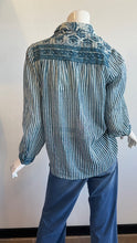 Load image into Gallery viewer, Maison Hotel - Mediterranean Stripes Maria Shirt - Blue Ink