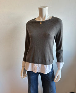 J. Society- Crew Neck Twofer- Gunmetal
