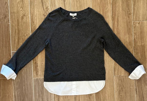 J. Society- Crew Neck Twofer- Gunmetal