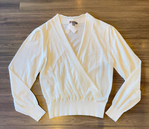 Lilla P - Long Sleeve Surplice Sweater - Antique White