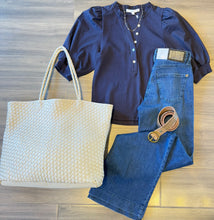 Load image into Gallery viewer, Melissa Nepton - Clemente Puff Sleeve Top - Great Navy