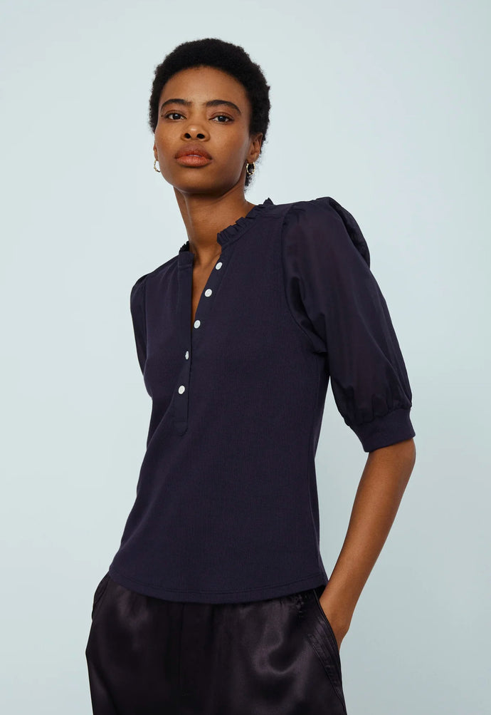 Melissa Nepton - Clemente Puff Sleeve Top - Great Navy