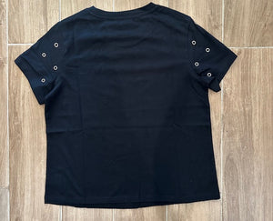 Sanctuary- Embellished Tee w/ Grommets- Black