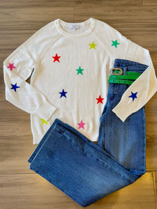 J Society - Multi Star Sweater - White