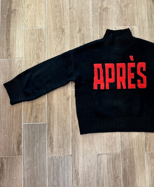 Sanctuary- Apres Mock Logo Sweater- Black/Mars Red