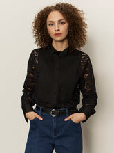 Load image into Gallery viewer, Sanctuary- Serendipity Lace Tux Shirt- Black