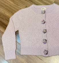 Load image into Gallery viewer, Drew - Eyelash Cardi with Floral Snaps- Lavender