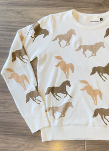 Pink Martini - Wild Horses Sweater - White/Brown