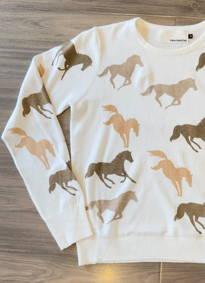 Pink Martini - Wild Horses Sweater - White/Brown