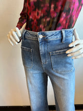 Load image into Gallery viewer, Bayeas- Patch Pocket High Rise Jean- Medium Blue