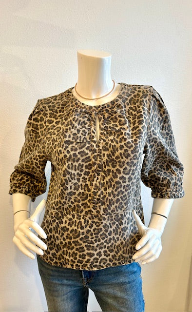 Melissa Nepton Marygold Top  - Beige Animal Print