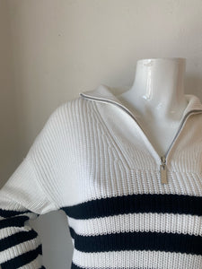 J Society - 1/2 Zip Stripe Sweater - White/Black