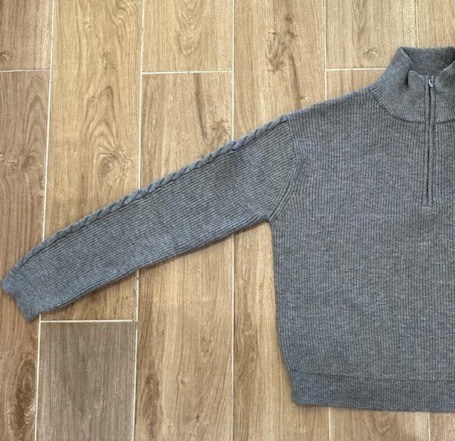 Stitches & Stripes - Brinn Half Zip Sweater - Cinder