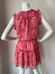 Pinch - Floral Ruffle Mini Dress - Pink/Red