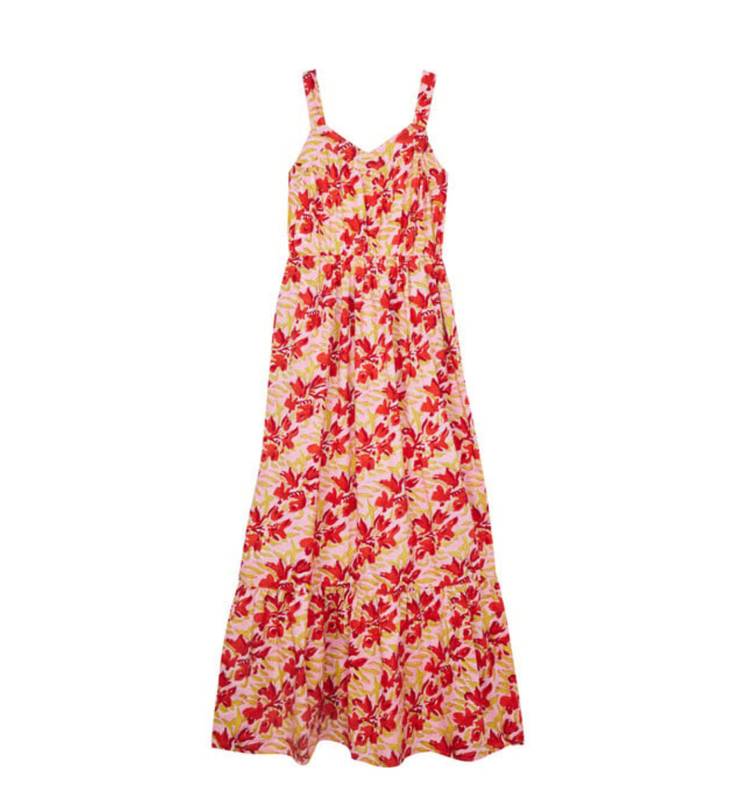 Roma - Portobella Dress - Red/Pink Block Print