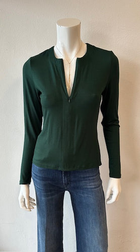 Lola & Sophie- Jersey Zipper Top- Pine