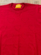 Load image into Gallery viewer, Wispr- Pointelle Heart Crew- Cochineal