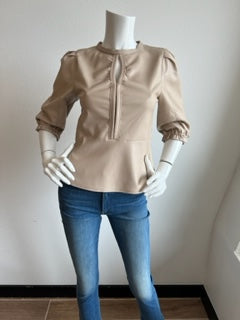 Melissa Nepton - Onia Vegan Leather Top - Khaki Beige