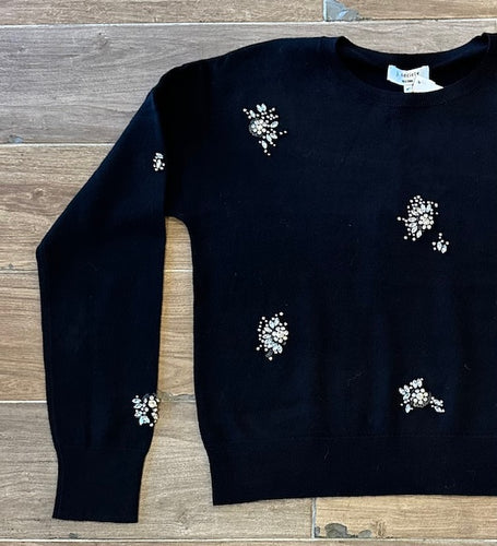 J. Society- Broach Crew Neck Sweater- Black