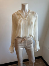 Load image into Gallery viewer, Lola &amp; Sophie - Hammered Chiffon Peasant Top - Beige