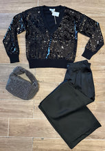 Load image into Gallery viewer, J. Society- Sequin VNeck Sweater- Black