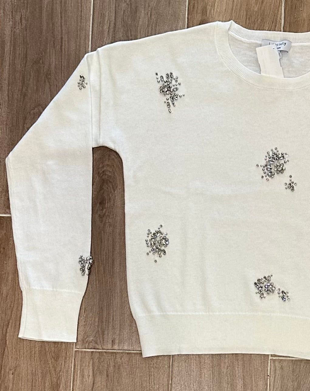 J. Society- Broach Crew Neck Sweater- Vanilla