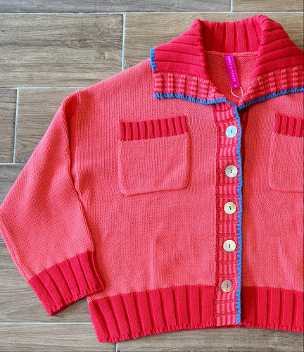 Zaket & Plover - Collared Cardi Sweater - Coral