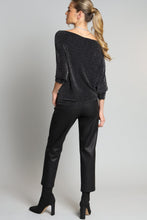 Load image into Gallery viewer, Lola &amp; Sophie- Lurex Jersey Drape Top- Black