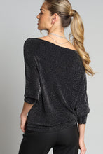 Load image into Gallery viewer, Lola &amp; Sophie- Lurex Jersey Drape Top- Black