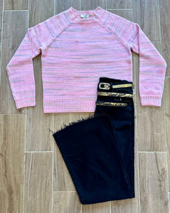 J.Society - Stripe Crew Sweater - Pink Combo