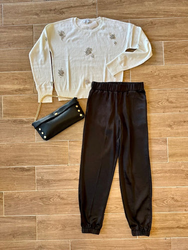 J. Society- Satin Jogger- Black