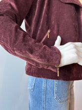 Load image into Gallery viewer, Lola &amp; Sophie- Velvet Moto Jacket- Burgundy