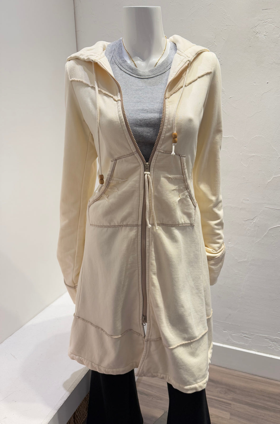 Prairie Underground  - Long Cloak Hoodie - Cream