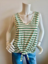 Load image into Gallery viewer, Sanctuary V Neck Tie Tank - Chalk/Green Juice Stripe