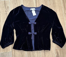 Load image into Gallery viewer, Velvet- Elida Tie Front Top- Viking (Navy)