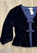 Load image into Gallery viewer, Velvet- Elida Tie Front Top- Viking (Navy)