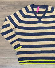 Load image into Gallery viewer, Zaket &amp; Plover - Stripe Vee Neck Sweater - Denim