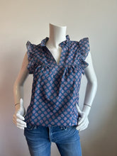 Load image into Gallery viewer, Melissa Nepton - Spencer Sleeveless Frill Blouse - Navy Jem