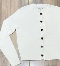 Load image into Gallery viewer, J Society - Heart Button Cardi - White