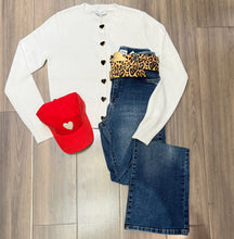 Load image into Gallery viewer, J Society - Heart Button Cardi - White