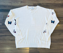 Load image into Gallery viewer, J Society - Butterfly Embroidered Crew  - White